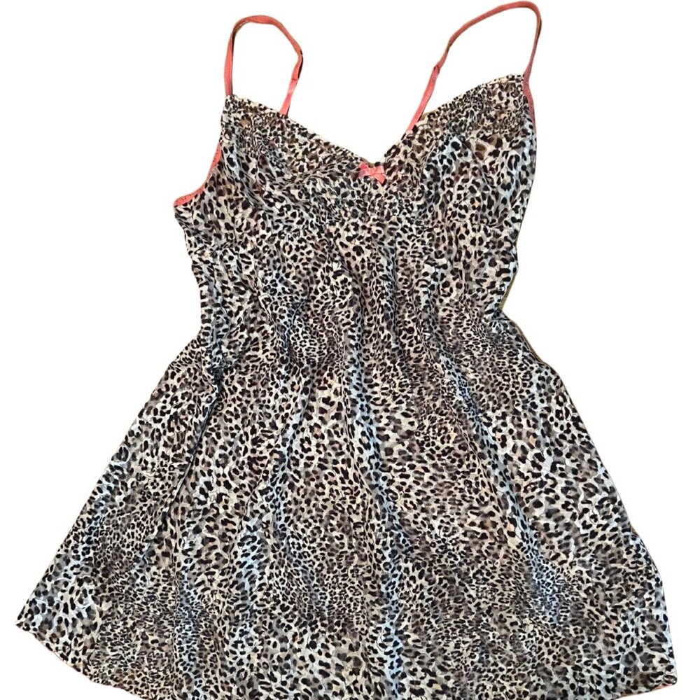 Vintage Hanky Panky Slip Leopard Cheetah Animal Print Lace Pink